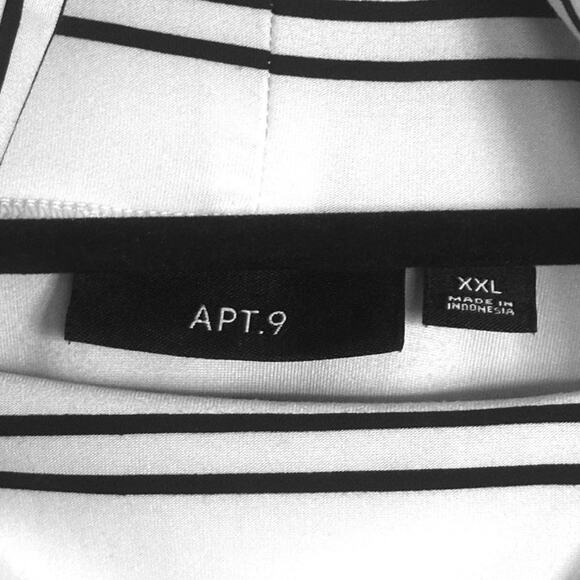 Apt. 9 Stretch Striped Shirt Lightweight 90s Turtleneck Top White Black XXL NWOT - Picture 3 of 9